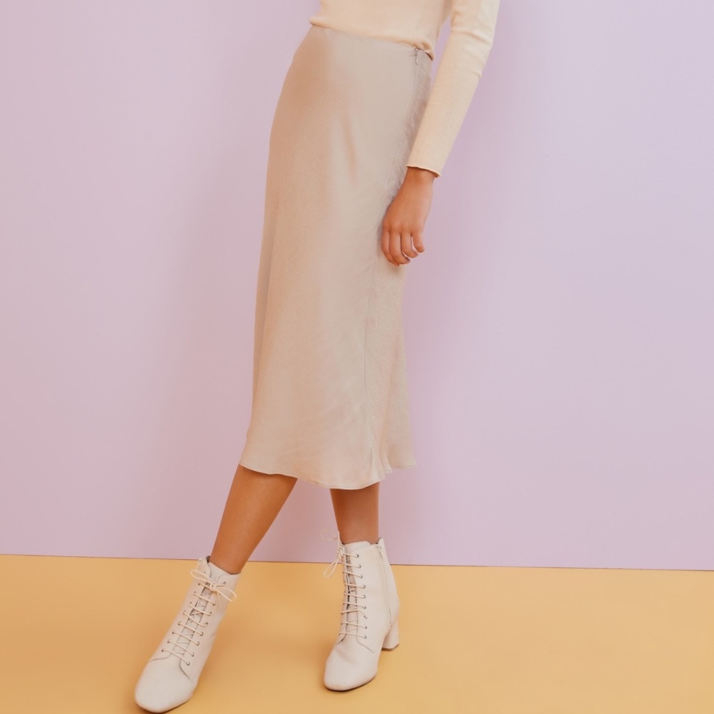 Finders Keepers Eve Midi Skirt in Nude